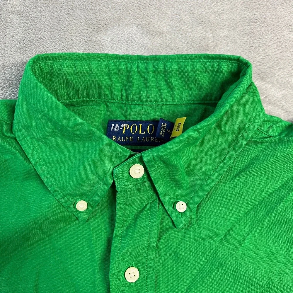 NWT Polo Ralph Lauren Mens Classic Fit Oxford Shirt Green Long Sleeve Medium